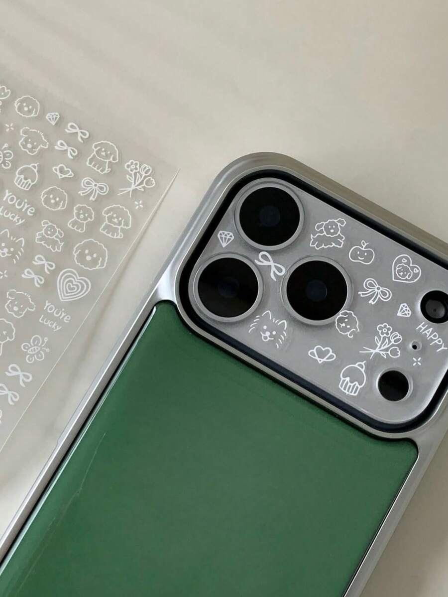 DIY Sticker Lens Protector Film, Cute Cartoon Cat & Dog Pattern, DIY Transparent Camera Sticker Protector, Compatible With IPhone 17 Pro Max, 17 Pro, 17 Air, 17, 16, 15, 14, 13 Pro Max, Tempered Glass Film