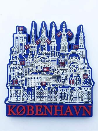 Köpenhamn, Danmark landmärke arkitektur souvenir kreativ tecknad epoxi magnetisk kylskåpsklistermärke