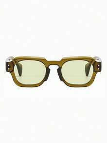 1 Pair Men's Olive Green Square PC Frame Personality Rivet Casual Fashionable Street Style Fashion Glasses - Olive Green - View 3
