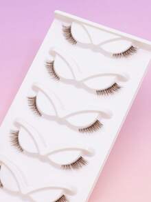 5 Pairs Of Brown Half Eye Transparent Root False Eyelashes, Fluffy And Soft, Natural DIY Prank Comic Fish Tail Fairy Ultra-Fine Stem Feather Tail Grafting Eyelashes Cross Thick 3D Mink Fur Eyelashes - Brown - View 5