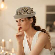 1pc Elegant Women's Felt Fedora Hat - Polyester Woven Lightweight Non-Stretch Hat, Suitable For New Year And Church Weddings - No Feathers, Hand Wash Or Dry Clean Only, Suitable For Daily Activities, Gatherings, Parties, Can Be Used As Holiday And Mother's Day Gifts, One Size Hair Sleep Cap - Other Colors for Style B - View 17