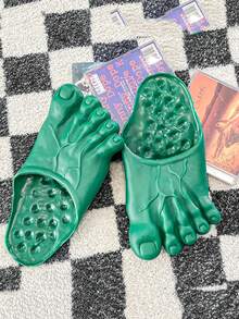 Asymmetrical Textured Slip-On Novelty Toe Shoes, Lightweight, Suitable For Teens, Students, Performances, Wear (Size 36-41) - Green - View 7