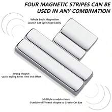 LIMEGIRL 4pcs Cat Eye Nail Magnet, Nail Magnet Set, 3D Magnetic, Double-Ended Rectangle, Suitable For DIY Home, Nail Salon, Studio, Silver - Silver - View 2