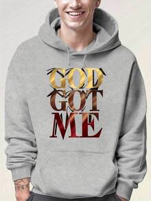 Sudadera casual de hombre de manga larga con bolsillo y estampado de personajes, otoño - Gris - Ver 6