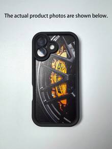 Racing Style Car Element Fashion TPU 1pc Black Wheel Pattern TPU Shockproof Phone Case Compatible With IPhone 16, 15, 14, 13, 12, 11 Pro Max And Series Waterproof Anti-Fall Scratch Resistant, International Version, Not The Domestic Version Birthday Gift - Multicolor - View 6