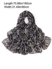 1pc Classic Leopard Print Scarf, Women's Long Shawl Wrap Fashionable Neck Scarf Thin Versatile Headscarf