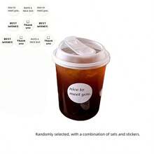 1pc/20pcs Insulated Plastic Cup With Lid, Leak-Proof Design (Random Sticker Styles), Suitable For Milk Tea, Coffee, Juice And Other Beverages. Great For Takeout From Beverage Shops Or Homemade Drinks. U-Shaped Cup, Stylish And Practical.