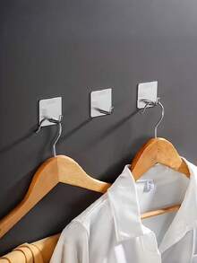 1pc/2pcs/4pcs/6pcs/8pcs/12pcs Heavy Duty Adhesive Hooks, Towel Hooks, Stick On Hooks, Wall Hangers, Waterproof Stainless Steel Sticky Hooks For Bathroom Kitchen Home - Multicolor - View 5