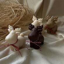 Molde de silicona duradera en 3D con forma de reno, apto para velas navideñas DIY, adornos de yeso perfumado, moldes decorativos y moldes irregulares para manualidades de resina epoxi.