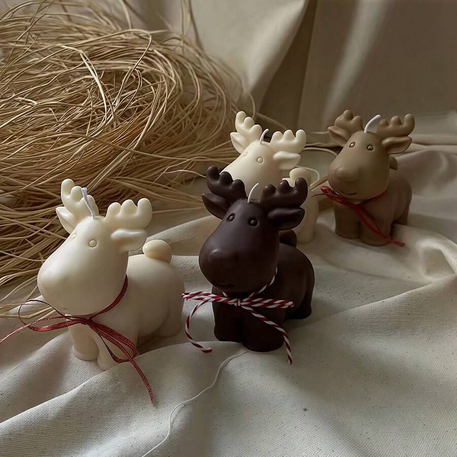 Molde de silicona duradera en 3D con forma de reno, apto para velas navideñas DIY, adornos de yeso perfumado, moldes decorativos y moldes irregulares para manualidades de resina epoxi.