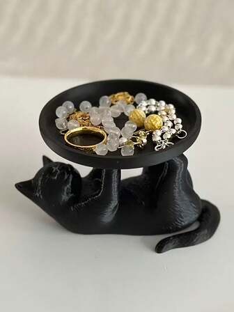 3D-utskriven smyckeskrinförvaring, söt kattformad smyckesbricka, nyckelhållarbricka, nyckfull kattdesign, ny design, lämplig för smycken, klockor, förvaring av hudvårdsprodukter, skrivbordssmyckesorganisatör, födelsedagspresent, högtidsdekor, hudvårdsdisplay, smyckesamling, udda dekor, rolig design, modeförvaringslåda, lättviktsbricka, dekorativ bricka, multifunktionsbricka, smyckessamlare, förvaringstillbehör för hemmet