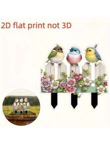 Bohemian Style, Three Little Birds Garden Decoration, Acrylic Sign, Multi-Purpose Animal Theme Garden Art, Rain And Scratch-Proof Outdoor Flower Pot And Garden Display Sign - Multicolor - View 6