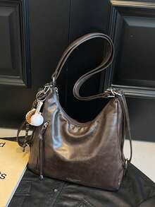 A Minimalist Fashion Large Capacity Tote Bag With Bow Decoration, Zip Opening, Lightweight Solid Colour, Double Handles Shoulder Bag. Suitable For Women's Daily Life, Leisure, Commuting, Work And Student School Use