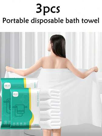 3 Packs Portable Disposable Bath Towels, Bigger And Thicker, Individually Packaged, Soft, Skin-Friendly, Comfortable, Strong Water Absorption, Suitable For Business Travel, Home, Gym, Office, Vacation And Camping, Towels, Bath Towels, Body Cleaning Towels Accessories