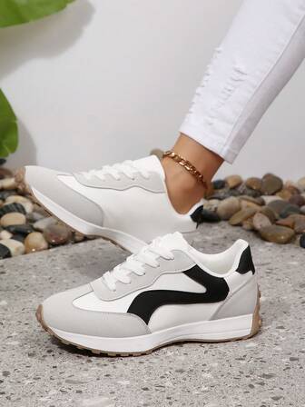 Women's Spring/Autumn New Slip-Resistant Soft Bottom Lace-Up Casual Sneakers, Retro College Style Minimalist Fashion Daily Life Shoes, Comfortable Running Shoes