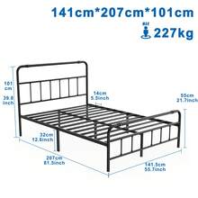 Bed Frame 90x200/140x200/160x200 Cm, Metal Bed, Guest Bed, Youth Bed For Bedroom, Double/Single Bed, Black - Black - View 10