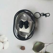 1pc Black/White Bow Transparent Storage Box, Minimalist Design Cable Organizer Box, Small Storage Pouch, Easy To Clean, For Storing Cables, Chargers, Earphone Cases, Mini Portable, Suitable For Daily Use, Outings, Travel - Multicolor - View 9