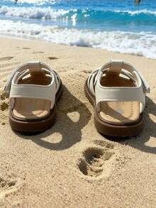 女童心形凉鞋，软底防滑透气儿童沙滩休闲鞋 - 米色 - 查看 5