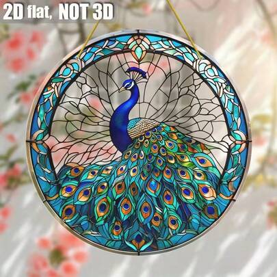 1個 2Dアクリル製 動物モチーフ装飾品、孔雀サンキャッチャー、染色アクリルサンキャッチャー、窓、ポーチ、壁 - クリスマス、イースター、感謝祭に最適、女性、母親、祖母、妻への素晴らしいギフト - 屋外の母の日ガーデン装飾