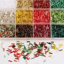 1 Box mit 15/24 Farben modische minimalistische Mehrfarbglas-Röhrenperlen, 6mm Glasröhrenperlen, inklusive Perlenfädelnadeln, 24 Farbkombinationen, 6mm lange Röhrenperlen, für Schmuckherstellung, DIY Basteln, Kleidung, Tumbler, Schuhe, Stoffdekoration, Nagelkunst - Guanzhu-Paket - Übersicht 2