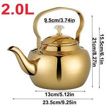 Large Capacity Stainless Steel Teapot With Heat-Resistant Handle, Suitable For Home And Cafe Use, Can Hold Coffee, Hot Water, Fruit Tea, Etc. - Multicolor - View 9