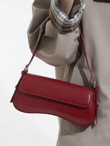 1个时尚休闲百搭高品质翻盖单肩包，适合外出 - 紅色 - 查看 2