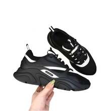 Couple Running Shoes New Thick Sole Luminous Dad Shoes Breathable Casual Sports - 02 黑色 - 查看 10