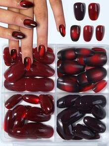 96 miếng (4 kiểu khác nhau) Miếng dán móng tay ngắn hình bầu dục bóng loáng phong cách Y2K, thiết kế mắt mèo pha lê đỏ, chất liệu acrylic, thiết kế nghệ thuật móng tay ngắn, vừa vặn hoàn hảo, miếng dán móng tay mắt mèo đỏ giúp đầu ngón tay bạn tỏa sáng rực rỡ, phù hợp cho phụ nữ sử dụng hàng ngày đi làm và dự tiệc. - Xem 2