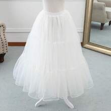 1pc Women's 80cm Long White Petticoat, 2-Layer Crystal Tulle + 1 Lining, Boneless Petticoat, Adjustable Lolita Crinoline, Soft Girl Tutu Skirt, Cloud Skirt, Suitable For Wedding, Party, Performance, Cosplay Dress - Multicolor - View 2