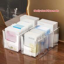 Large-Capacity Acrylic Cosmetic Storage Box, Face Mask Storage Box, Transparent Divider Organizer, Dressing Table Desktop Skincare Product Rack, Desktop Organizer, Desktop Tidiness Organizer. Suitable For Dressing Tables, Bathrooms, Living Rooms, Kitchens, And Bedrooms. Multifunctional Storage Basket. - Multicolor - View 1