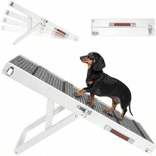2025 Upgraded Dog Ramp For Couch Foldable Small Dog Ramp For Low Bed 4 Adjustable Height From 13'' To 21" Portable Stable Pet Steps With Non-Slip Pad Pet Ramps Use For Sofa Couch Stairs - White - View 1