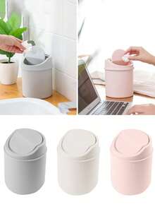 1pc INS Style Bedroom New Arrival Girly Heart-Shaped Home Decor Cute Net Mesh Storage Box, Elegant Pink Transparent Plastic Trash Can With Lid, Desktop Garbage Can, Suitable For Home Office Desk Decoration, Coffee Table, Office, Living Room, Study - Multicolor - View 3