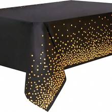 1Pc White And Gold Dot Premium Disposable Plastic Tablecloth 54 X 72 In - Polka Dot Plastic Table Cloth Disposable Tablecloth For Rectangle Table, Rectangular Camping Table Cover For Birthday Party Picnic Babyshower Engagement Party Decorations, Baptism Decorations (Blue, Pink, Black, Green, Red, Gold) - Multicolor - View 8