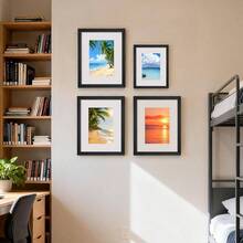 Juego de 2 marcos para cuadros de 8x 10, imgenes de 5x con tapete o 8x 10 sin tapete, Marcos Para Fotos Pared, Negro. - 8x10 - Ver 9