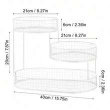 3-Layer Oval Iron Fruit Basket Rack, Kitchen Countertop Fruit, Vegetable And Snack Storage Rack, Metal Design, No Installation Required - White - View 2
