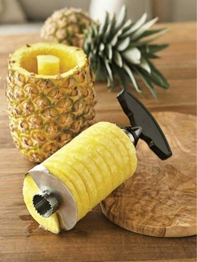 1pc Stainless Steel Blade Fruit Vegetable Corer, 5-In-1 Detachable Push Plate Time-Saving Slicer For Air Fryer Salad Strawberry,Kitchen Gadget