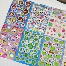 8件套复古少女兔子草莓四叶草银色闪光贴纸日记本手机壳装饰贴纸 - Colorful - 查看 2