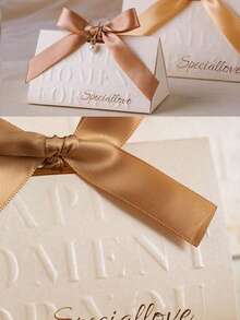 20pcs-Paper Gift Box, Premium Wedding Favor Boxes, Wedding Candy Box, Handheld Candy Gift Boxes, Exquisite European-Style Triangular Pearl Floral Design, Perfect For Mother's Day, Wedding, Birthdays, Anniversaries, And Holiday Parties Gift Packaging For Jewelry, Muffins, Candles - Multicolor - View 4