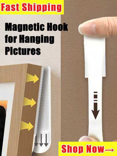 12pcs/Set Heavy Duty Damage-Free Picture Frame Hangers - No Drill Wall Hooks, Waterproof & Removable, Suitable For Large Frames, Tiles, Painted Walls - Multi-Surface White Adhesive Pads (Fits 24-Inch Frames), For Home And Office