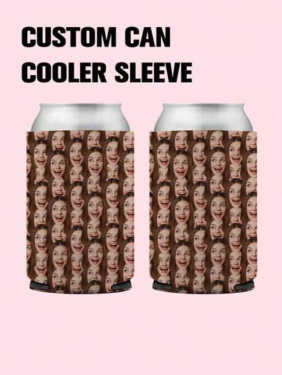 1pc Custom Face Photo Can Cooler Sleeve Personalized Drink Sleeve With Name Customizable Can Holder Funny Face Picture Design Reusable Neoprene Can Cover For Soda Beer Water Bottle Summer Outdoor Party Gift Creative Face Print Sleeve Five Colors Available Lightweight Insulated Beverage Cooler Perfect For Friends