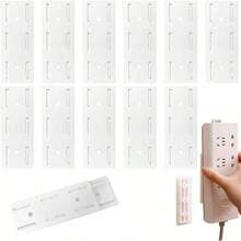 Kit com 5 ou 3 unidades de almofadas autoadesivas sem furos - Suporte autoadesivo para plugues de computador, suporte para régua de energia e organizador de cabos de parede na cor branca. - Branco - Ver 2