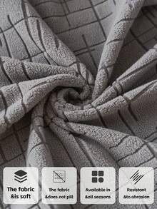 1 件线性条纹沙发套，全弹性包边，抗撕裂面料，时尚外观，简约弹力沙发套，轻松展现优雅魅力。 - 灰色 - 查看 4