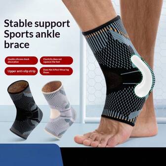 1 st unisex sportfotledsstöd, tunn skyddsutrustning för att förebygga och fixera stukningar, lämplig för basket, cykling, kompressionssilikonfotledsstöd för vänster och höger fot