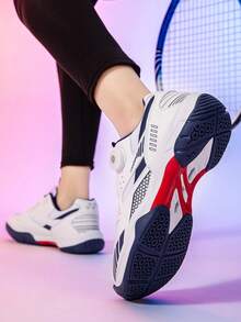 Unisex Badminton Shoes, Rotary Buckle Lace-Up, Carbon Board Rubber Sole, Ultra-Light Breathable Non-Slip Durable, Professional Badminton Match & Training Shoes - Blue and White - View 5