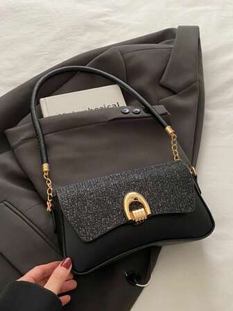 Modern enfärgad metalldekorerad multifunktionell axelväska under armarna, lämplig för shopping, plånbok, unga kvinnor, högskolestudenter, nygifta, kontorsdamer. Den är perfekt för kontor, universitet, arbete, affärer, pendling, utomhusaktiviteter, resor och picknick.