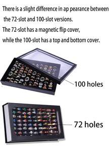1pc 100-Slot Jewelry Ring Display Box, Large Capacity Storage Box, Tray-Style Earring Storage & Display Box, Dust-Proof Transparent Storage Box With Clear Cover, Ideal For Storing Earrings, Earrings, Multiple Rings, Drawer Storage And Display - Multicolor - View 9