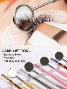 2 Pieces Lash Lift Tool, Professional Eyelash Separator Tool & Lash Mirror, 2 In 1 With Comb Stainless Steel Metal Lash Perm Lift Rods For Eyelash Eyebrow Comb Perming Tinting Curling Extension Supplies(Multi Color) - Multicolor - View 4