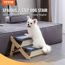 Wood Pet Stairs/Pet Steps 2-In-1 Foldable Wooden Dog Stair For Beds Sofa And Cars Dog Stairs And Ramp With 4 Steps For Small Medium Large Pet Up To 150 Lbs - 兩步 - 查看 2