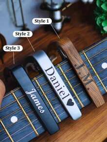 Customized Text Guitar Capo, Personalized Metal Guitar Capo, Customizable Acoustic Guitar Capo, Customized Birthday Gift, Electric Guitar Capo. Guitar Capo Accessories, Guitar Gun Capo, Guitar, Violin, Bass, Ukulele Chromatic, Guitarist Father's Day Gift, Boyfriend Gift - Multicolor - View 7