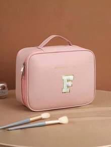 大容量双层化妆包，信封式化妆包，PU皮革防水化妆包，化妆品收纳包，轻便洗漱化妆包，带隔层的大容量洗漱包 - 粉色 - 查看 15